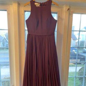Azazie Lindie Bridesmaid Dress - PLUM - Chiffon - POCKETS - Size A10 (BRAND NEW)